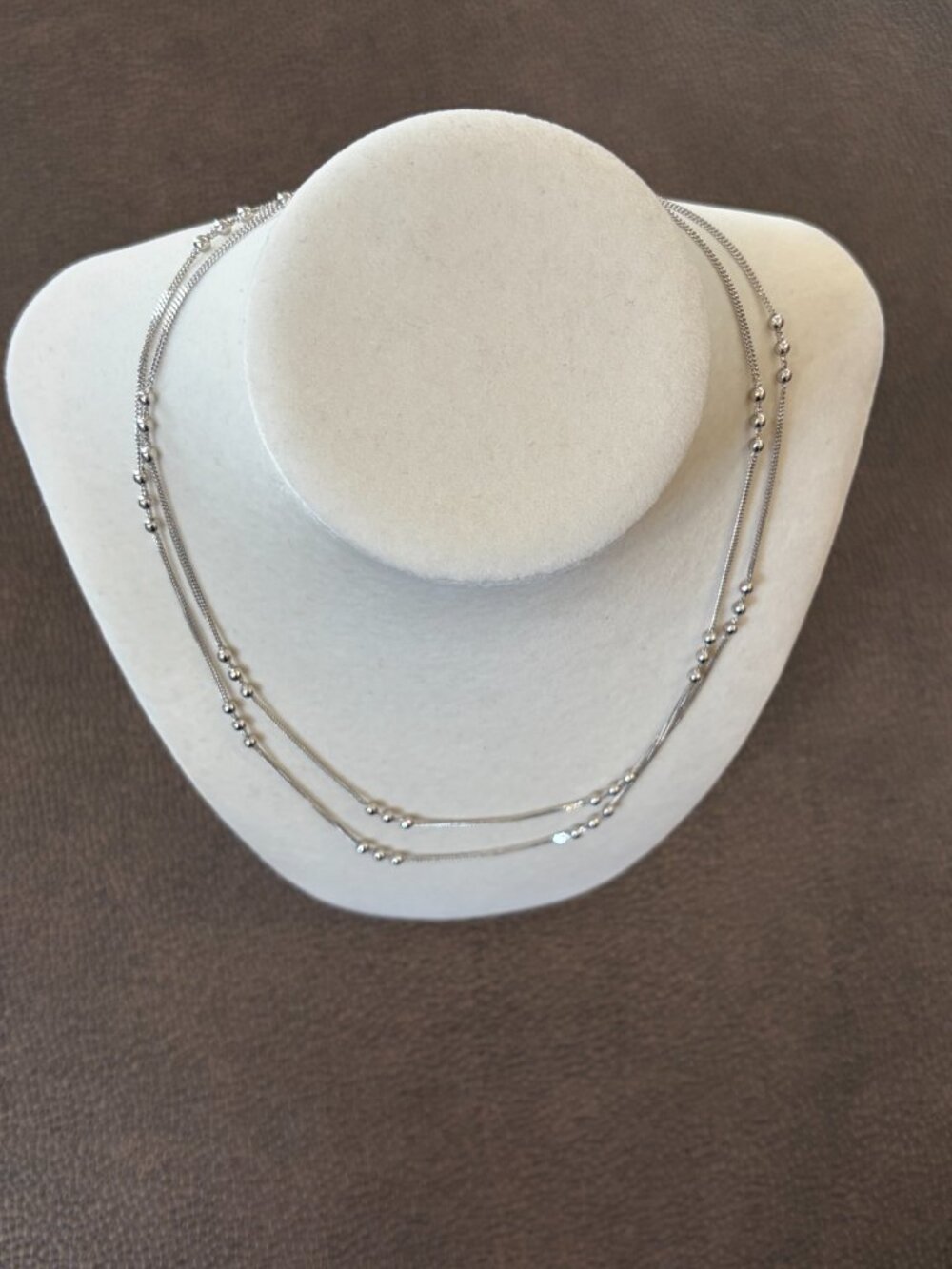 Bronze Milor Italy Silver tone 35" Delicate beaded chain necklace
